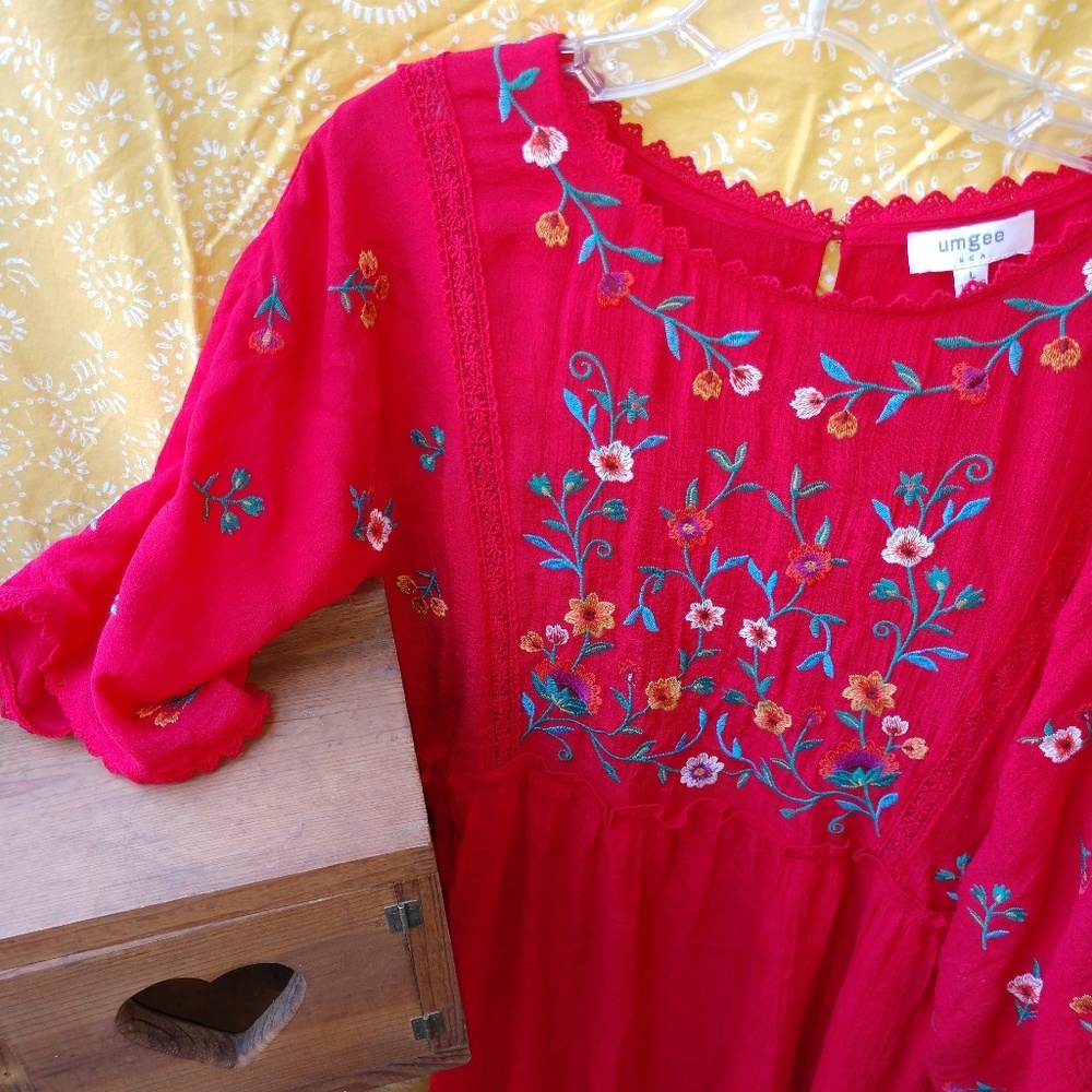 Cute Red Dress, beautifully embroidered